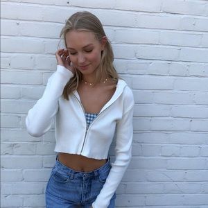 Brandy Melville double zip cream sweater